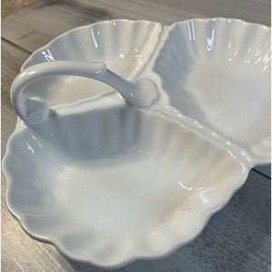 Porcellana de Paris Lovely Serving Dish 3 Compartments +Handle White Porcelain